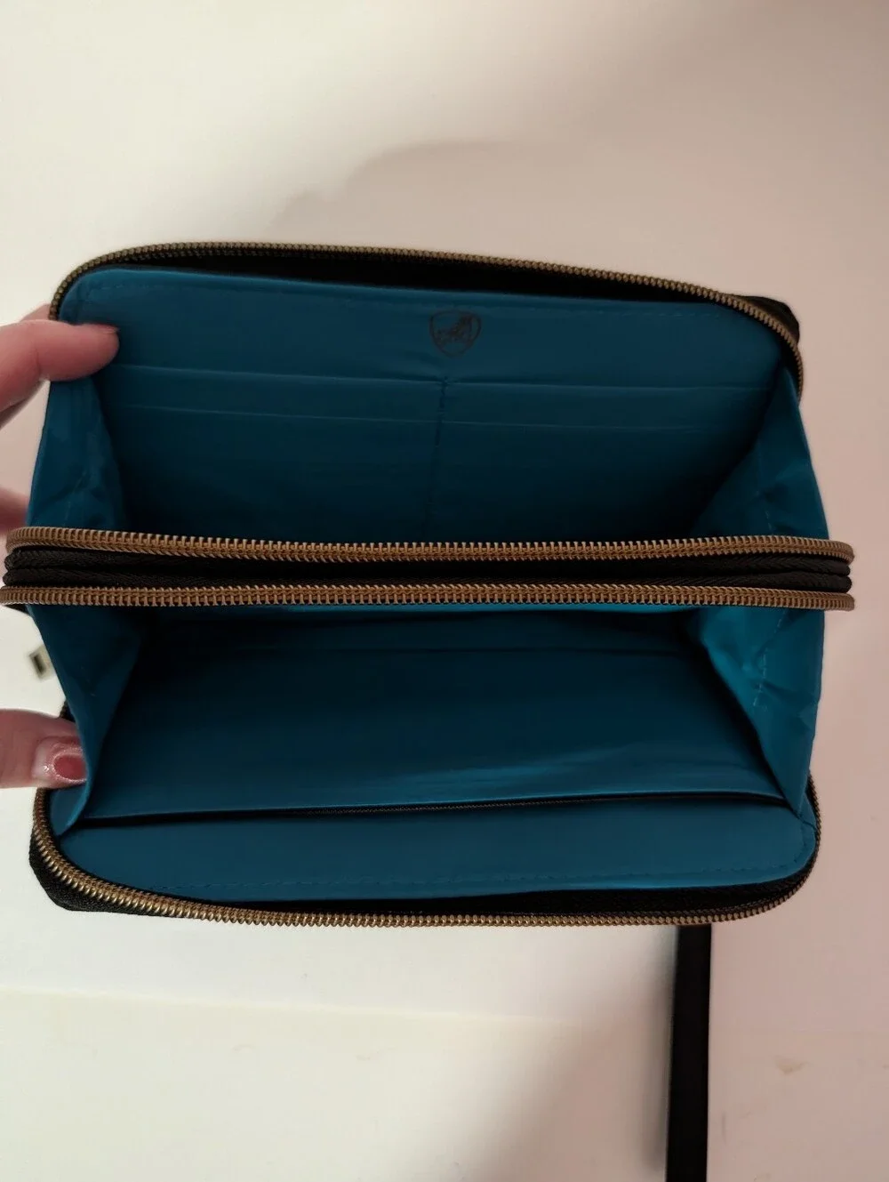 Travelon Black Nylon Wristlet Wallet with Gold Hardware RFID Blocking Technology
